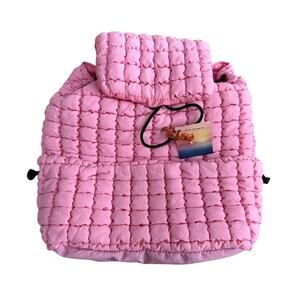 Malibu Hippie Puffer Quilted Backpack in Pink